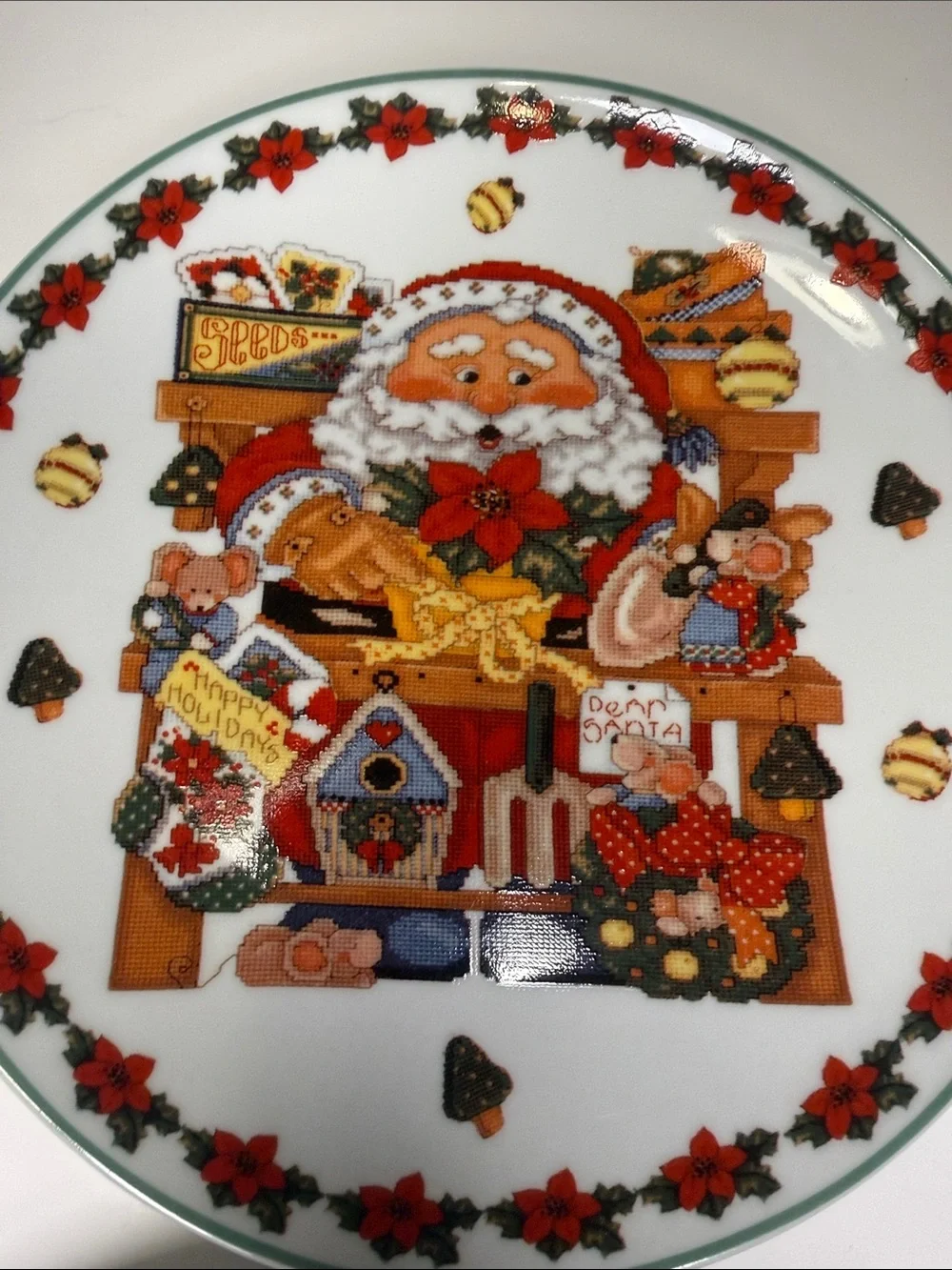Royal Norfolk Holiday Ceramic Plate Set - Red, Green, Blue, White Accents